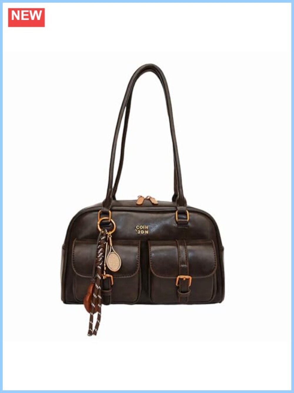 Vintage Shoulder Bag Faux Leather Hobo Purse with Double Front Pockets